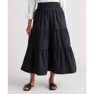 Quince Black Organic Cotton Tiered Maxi Skirt sz S Women's NWT